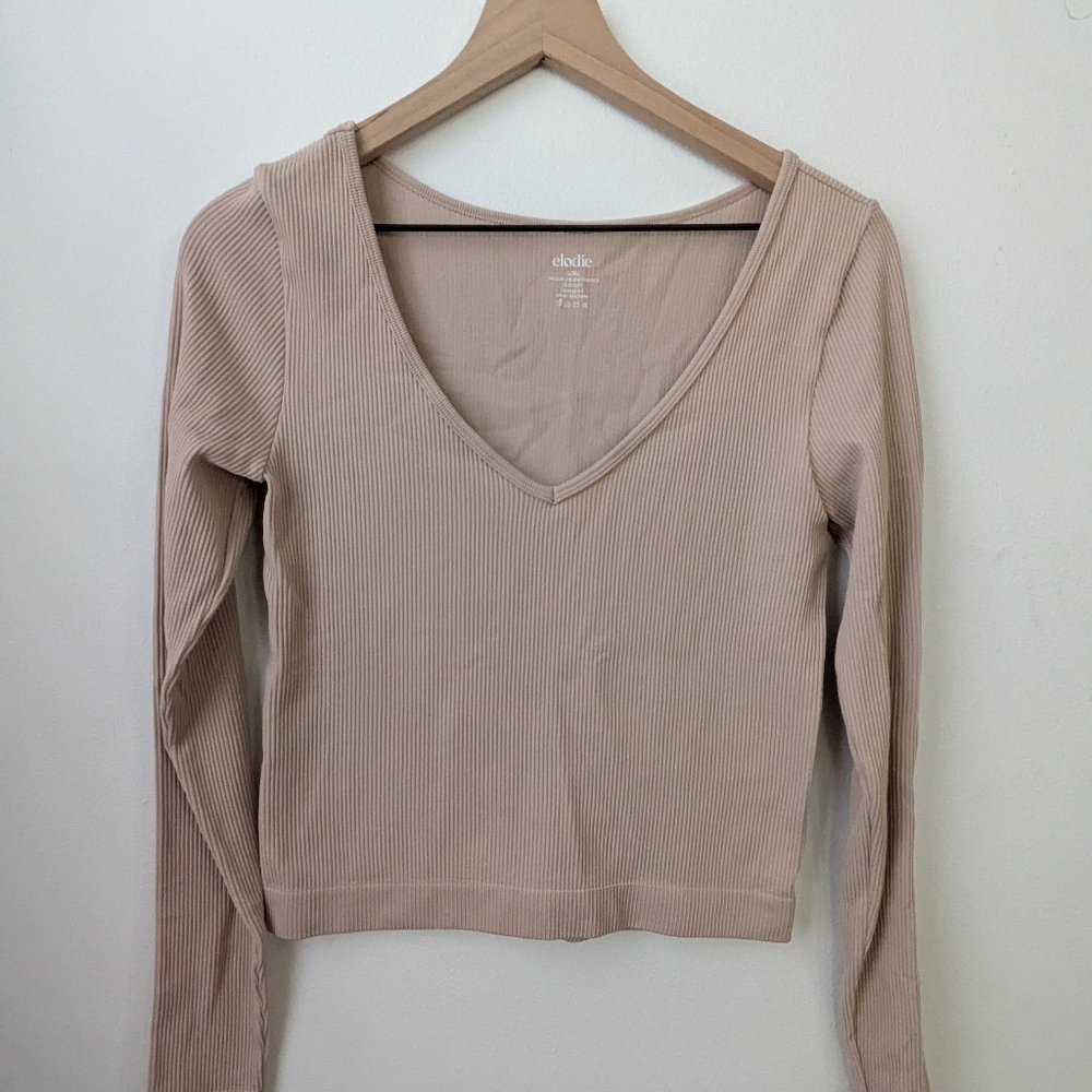 ❤️ Elodie Women's Vneck Cropped Long Sleeve Shirt Like New